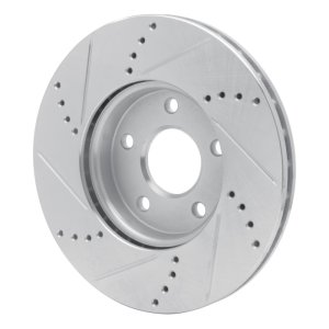 Ford C-MAX Brake Rotor (1) - Front Right - R1 Concepts - Drilled & Slotted - Silver - `12-`18